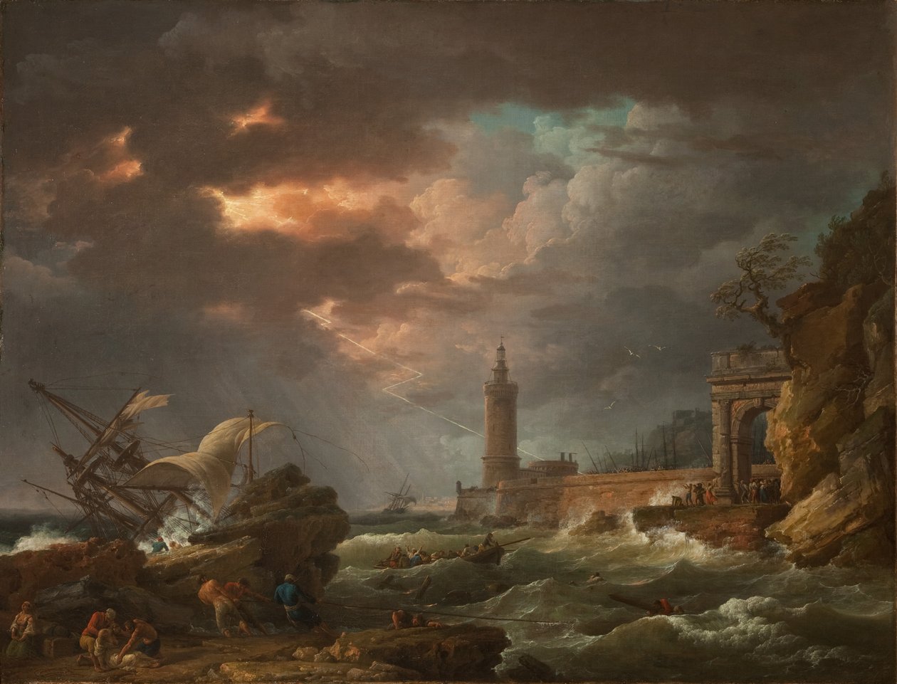 Burza (Burza u wybrzeży), 1754 autorstwa Claude Joseph Vernet