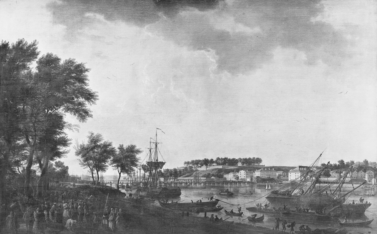 Widok Bayonne widziany z alei Boulders w pobliżu bramy Mousserole, 1761 autorstwa Claude Joseph Vernet