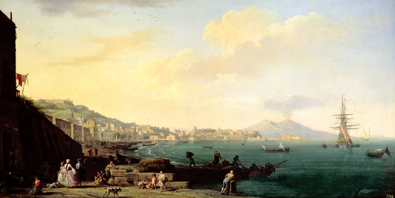 Widok na Neapol z Wezuwiuszem w tle (para 71567) autorstwa Claude Joseph Vernet