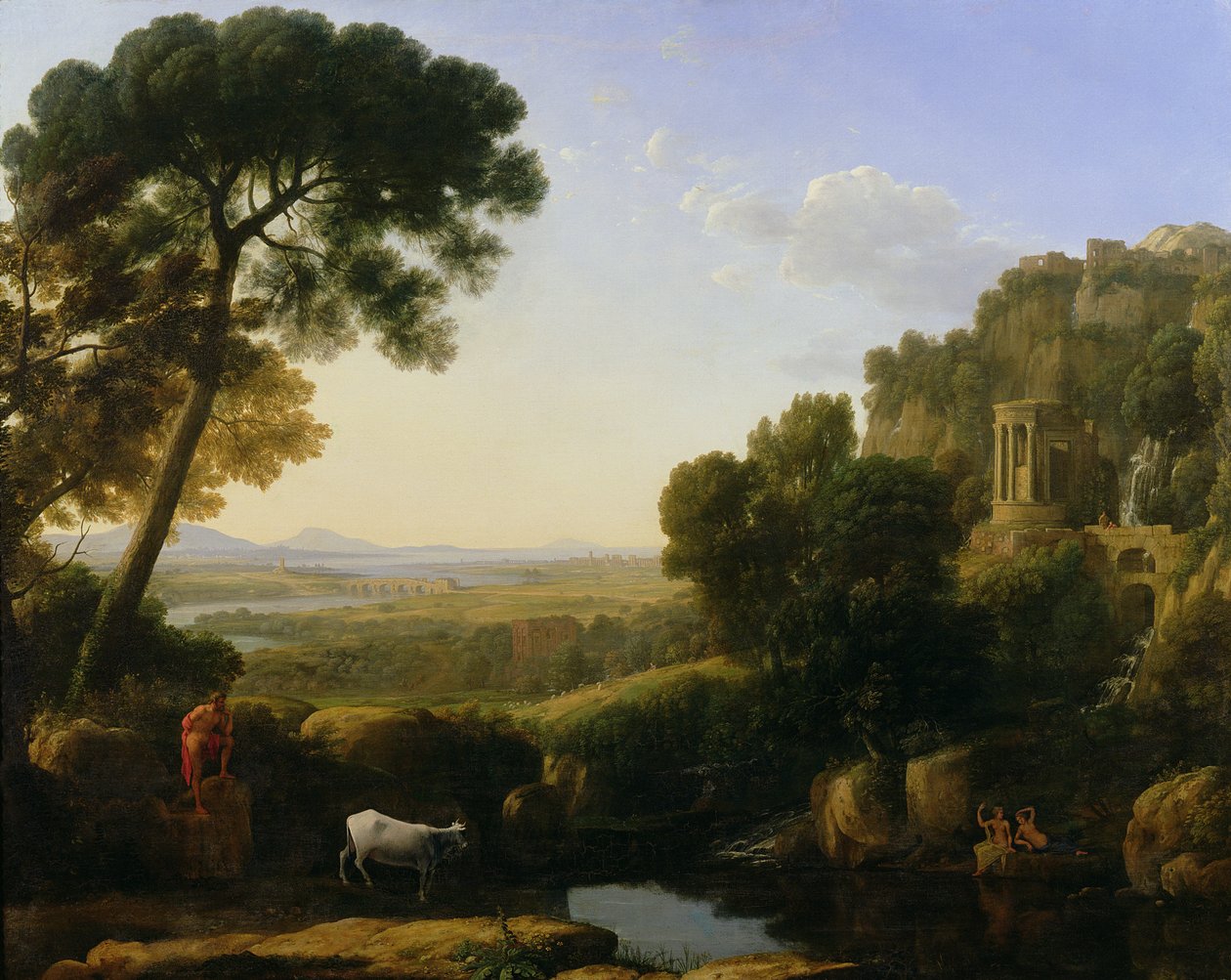 Zachód słońca lub pejzaż z Argusem strzegącym Io autorstwa Claude Lorrain