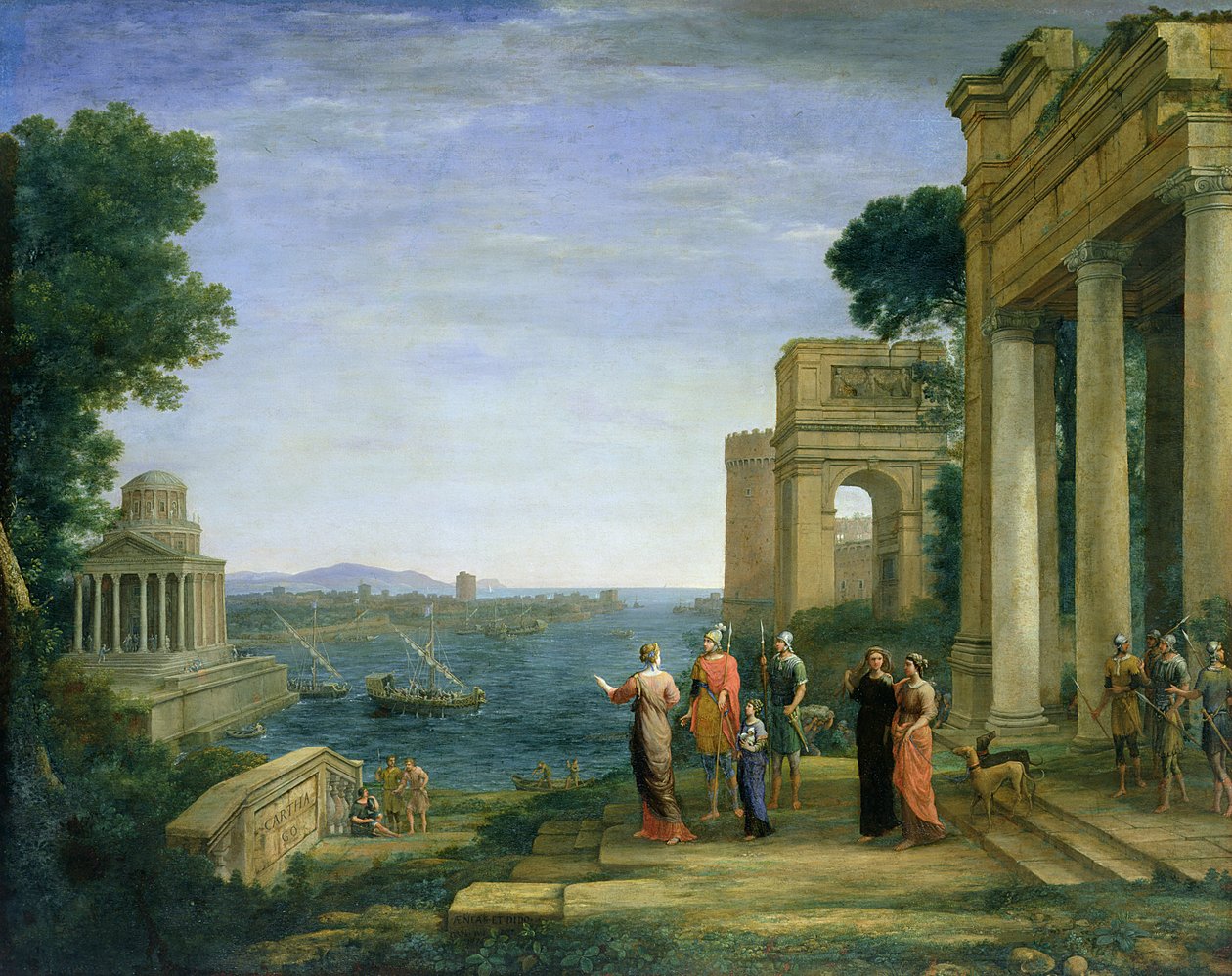 Eneasz i Dydona w Kartaginie, 1675 autorstwa Claude Lorrain