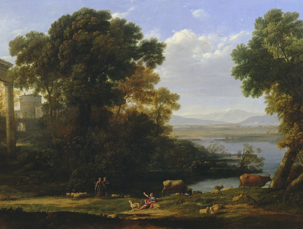 Klasyczna scena rzeczna z widokiem na miasto autorstwa Claude Lorrain