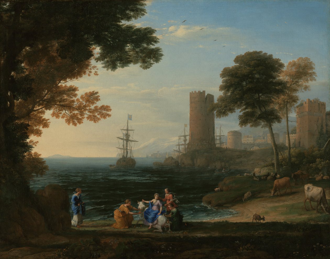 Widok na wybrzeże z porwaniem Europy autorstwa Claude Lorrain
