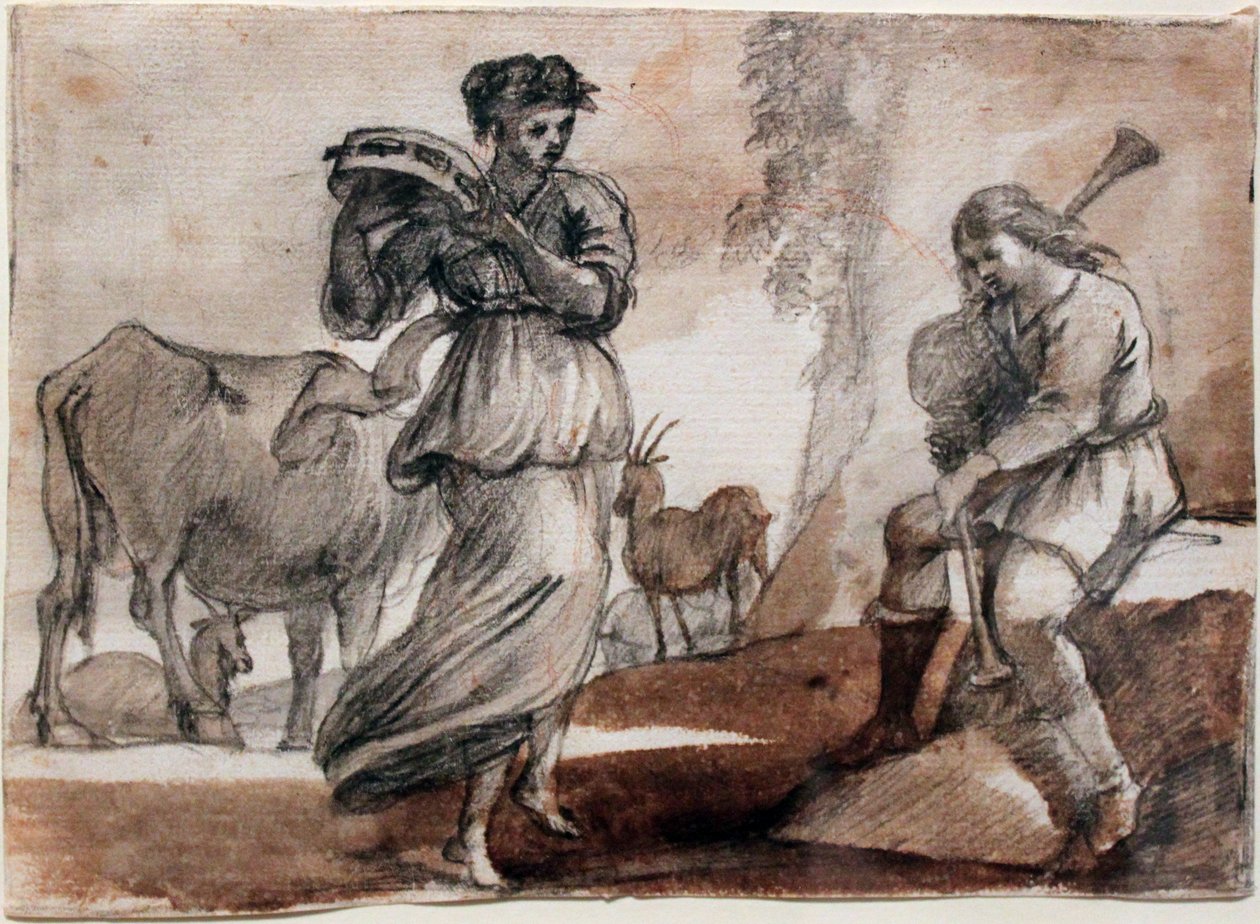 Tancerka z Tamburynem i Dudziarzem autorstwa Claude Lorrain