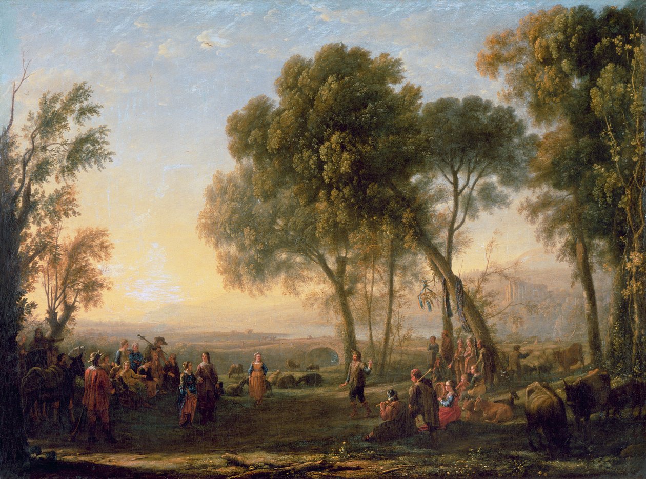 Pejzaż z tańcem country (olej) autorstwa Claude Lorrain