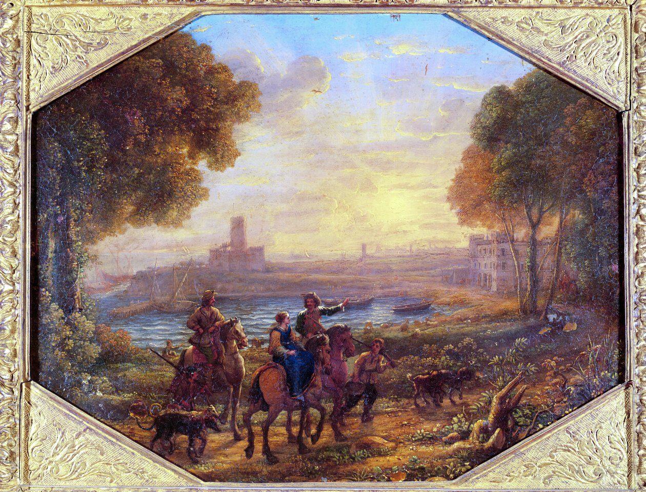 Krajobraz z portem Santa Marinella (niedaleko Civitavecchia), ok. 1930 r. 1639-40 (olej na miedzi) autorstwa Claude Lorrain