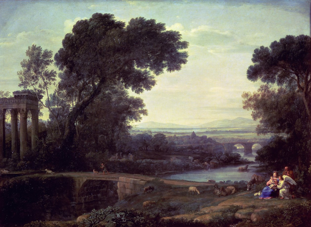 Południe lub krajobraz z resztą w ucieczce do Egiptu, 1661 autorstwa Claude Lorrain