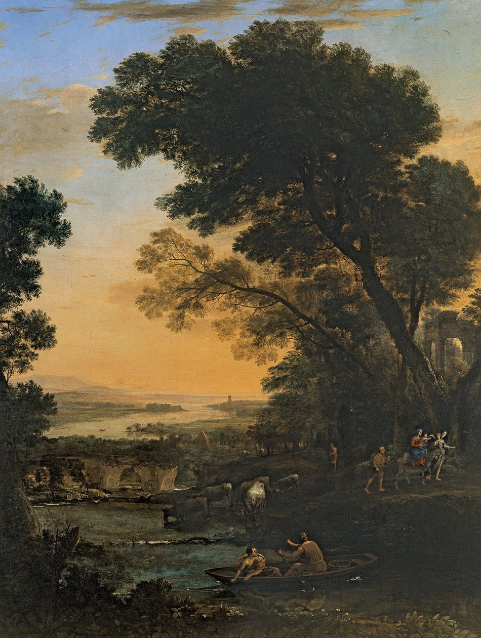 Idylliczny krajobraz z ucieczką do Egiptu autorstwa Claude Lorrain