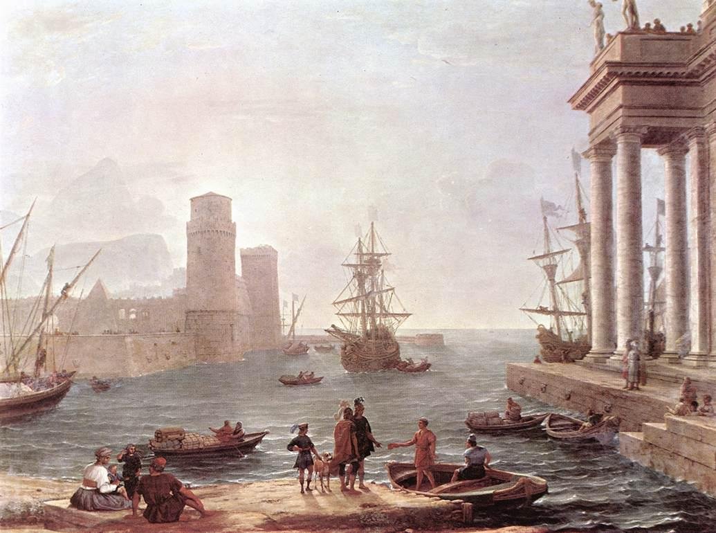 Scena portowa z odejściem Ulissesa z krainy Feaci autorstwa Claude Lorrain