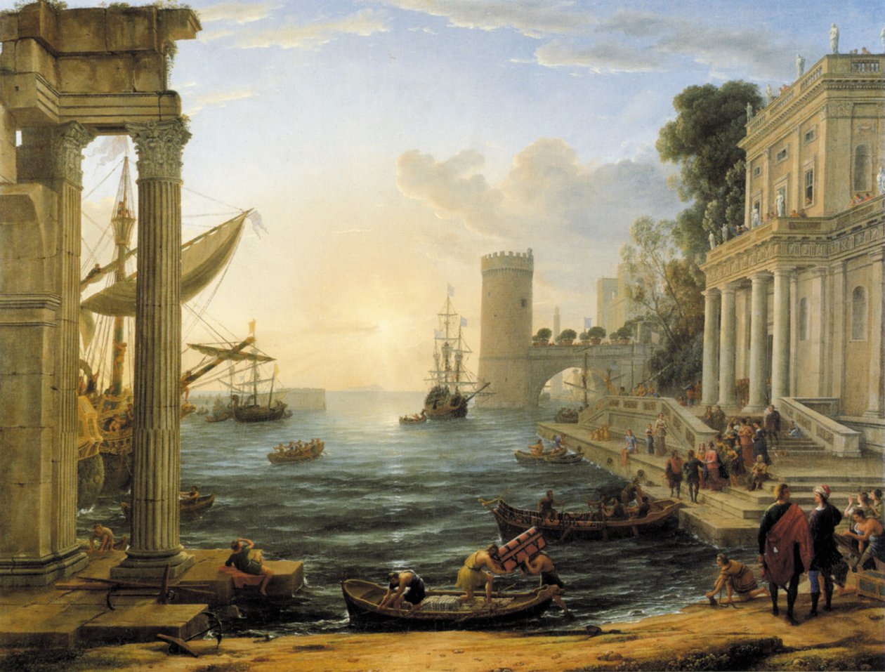 Port morski z zaokrętowaniem królowej Saby autorstwa Claude Lorrain