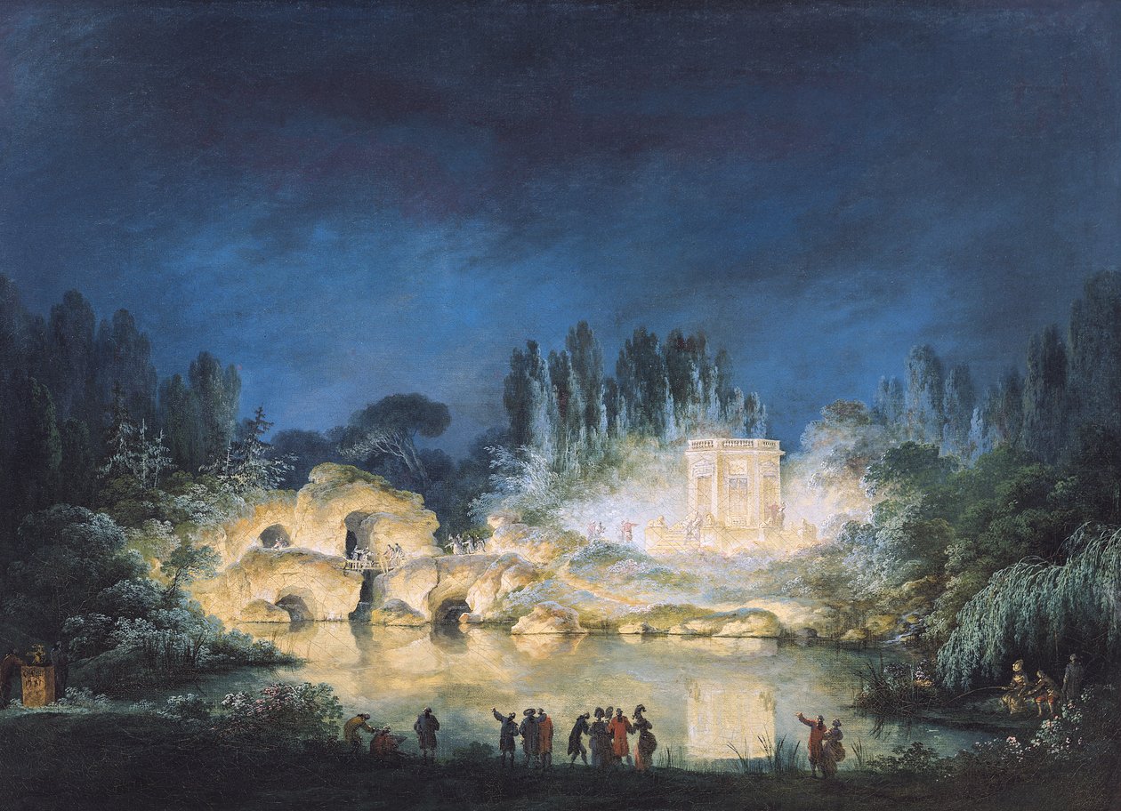 Iluminacja Belwederu w Petit-Trianon, 1781 r autorstwa Claude Louis Chatelet