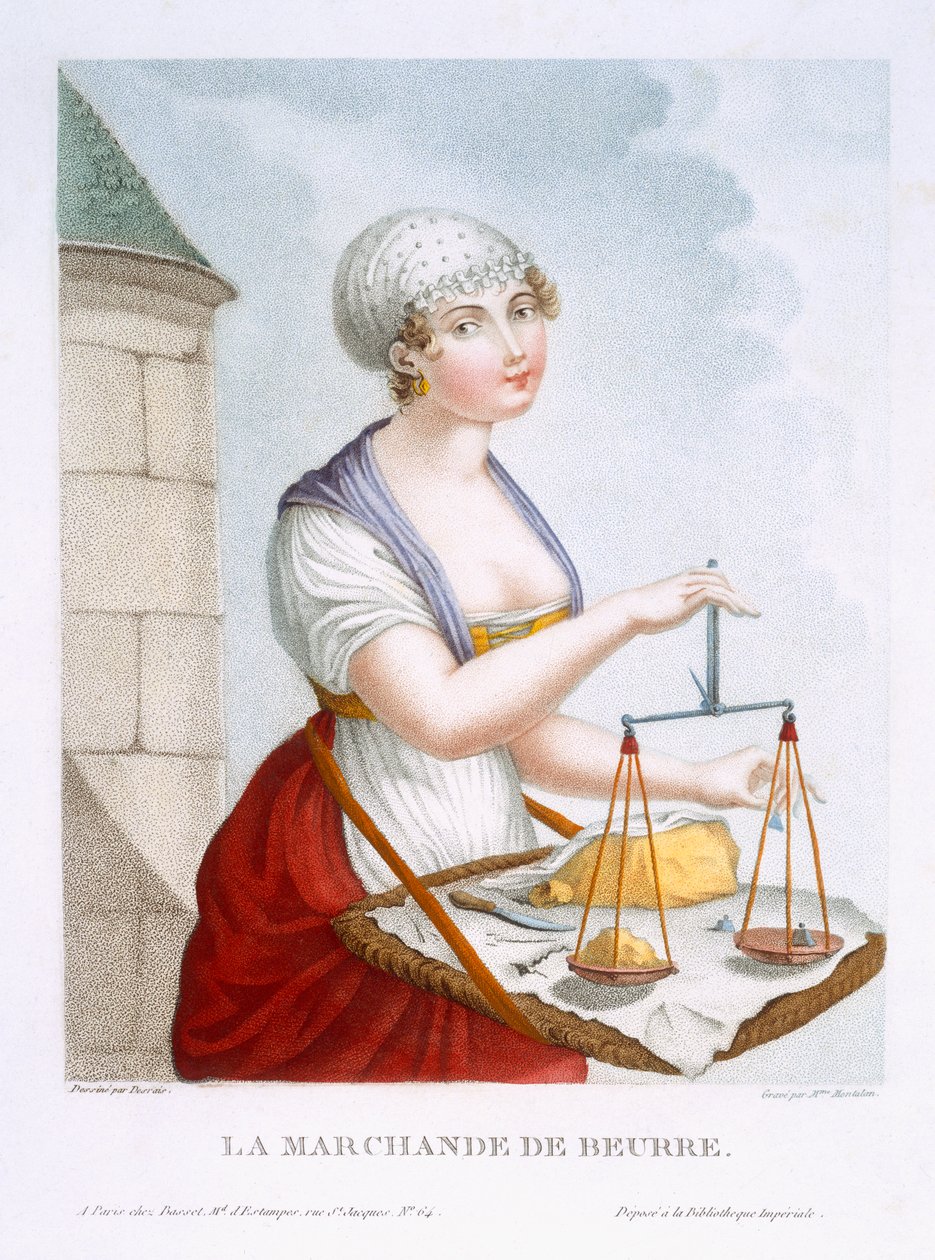 Handlarz masłem, c.1816 autorstwa Claude Louis Desrais