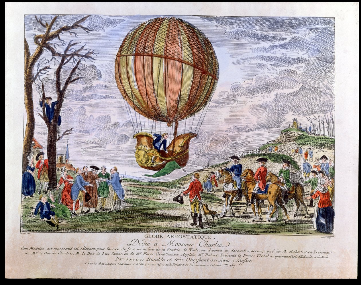 Drugie wejście na pole Nesle, Jacques Charles (1746-1823) 1 grudnia 1783 autorstwa Claude Louis Desrais