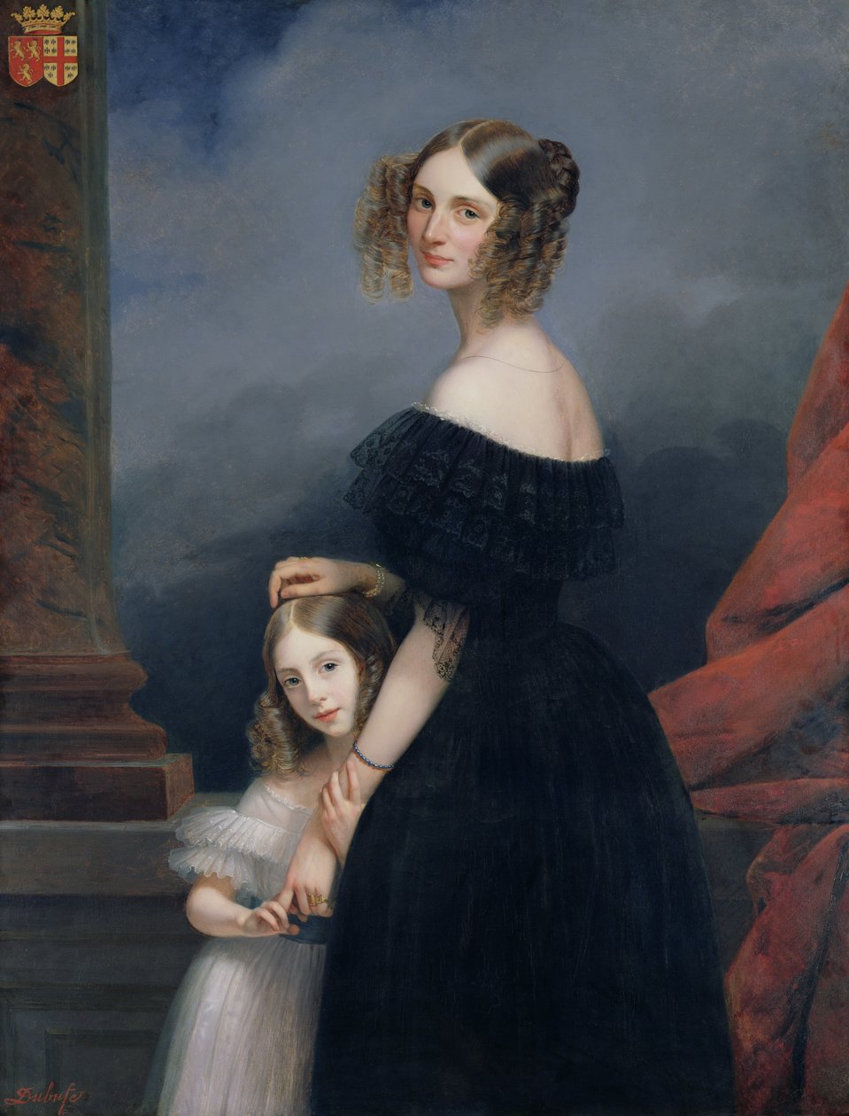 Portret Anne-Louise Alix de Montmorency z córką, ok. 1840 r. autorstwa Claude Marie Dubufe