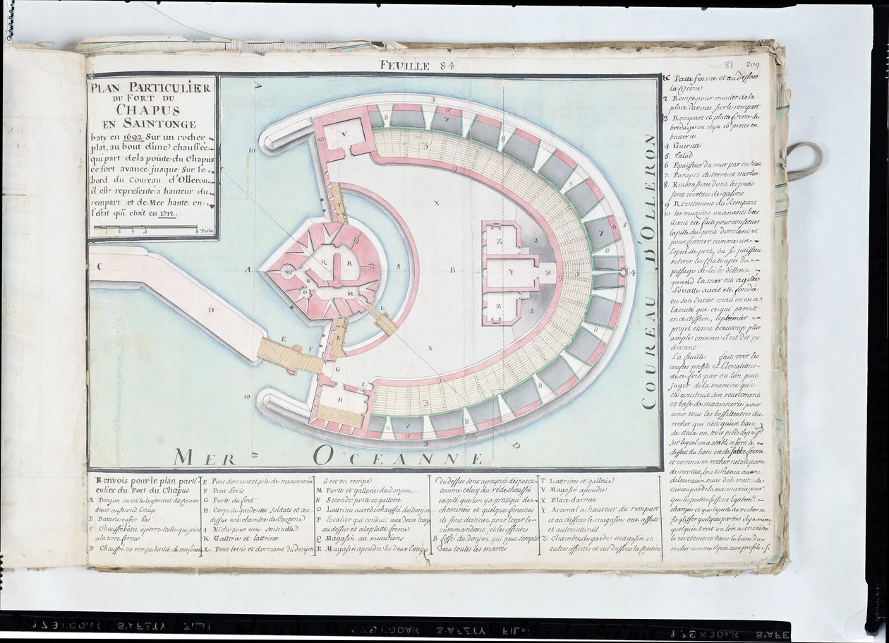 Atlas 131 F fol.84 Plan fortu Chapus, z „Traite de Fortifications” autorstwa Claude Masse