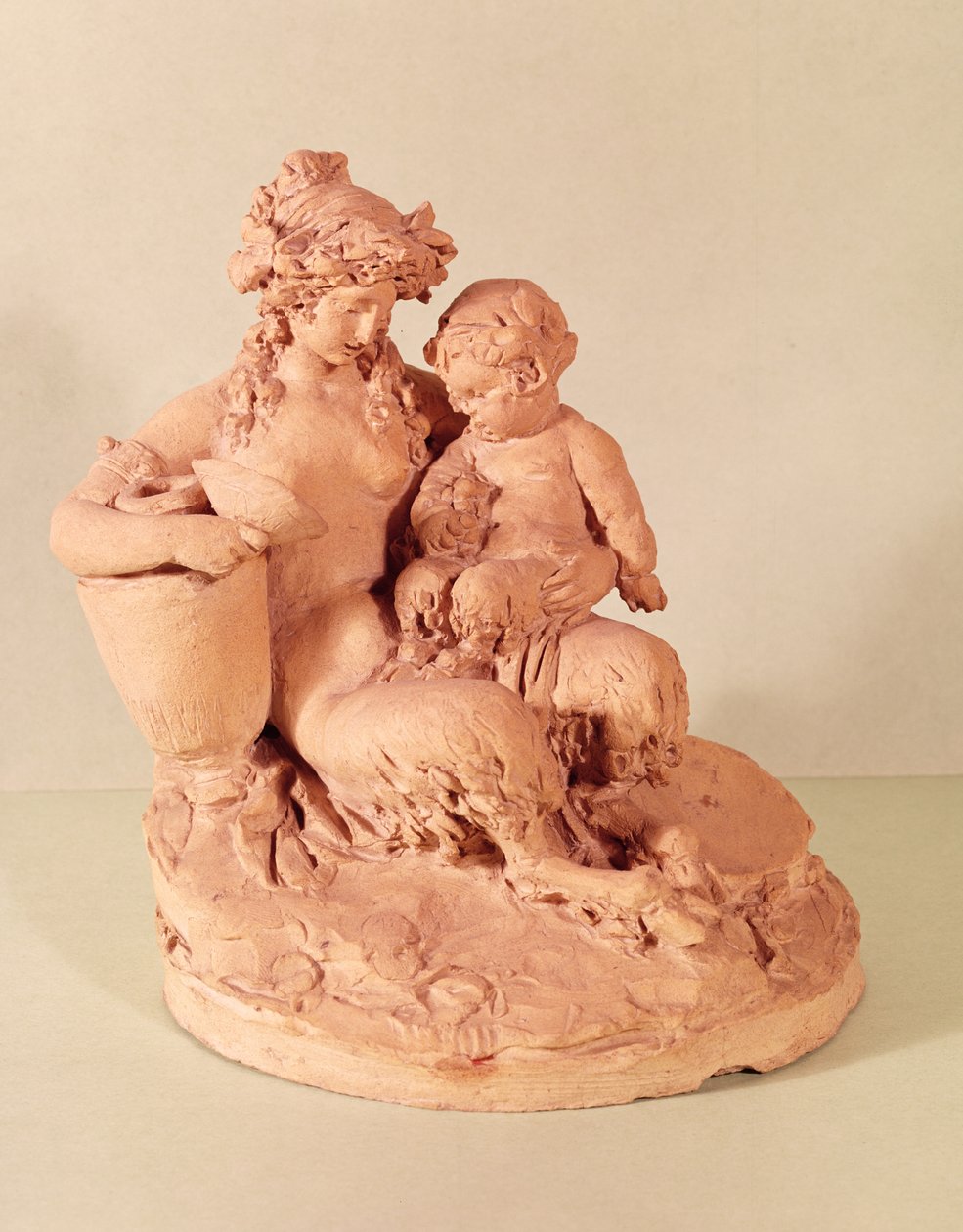 Kobieta faun z dzieckiem (terakota) autorstwa Claude Michel Clodion