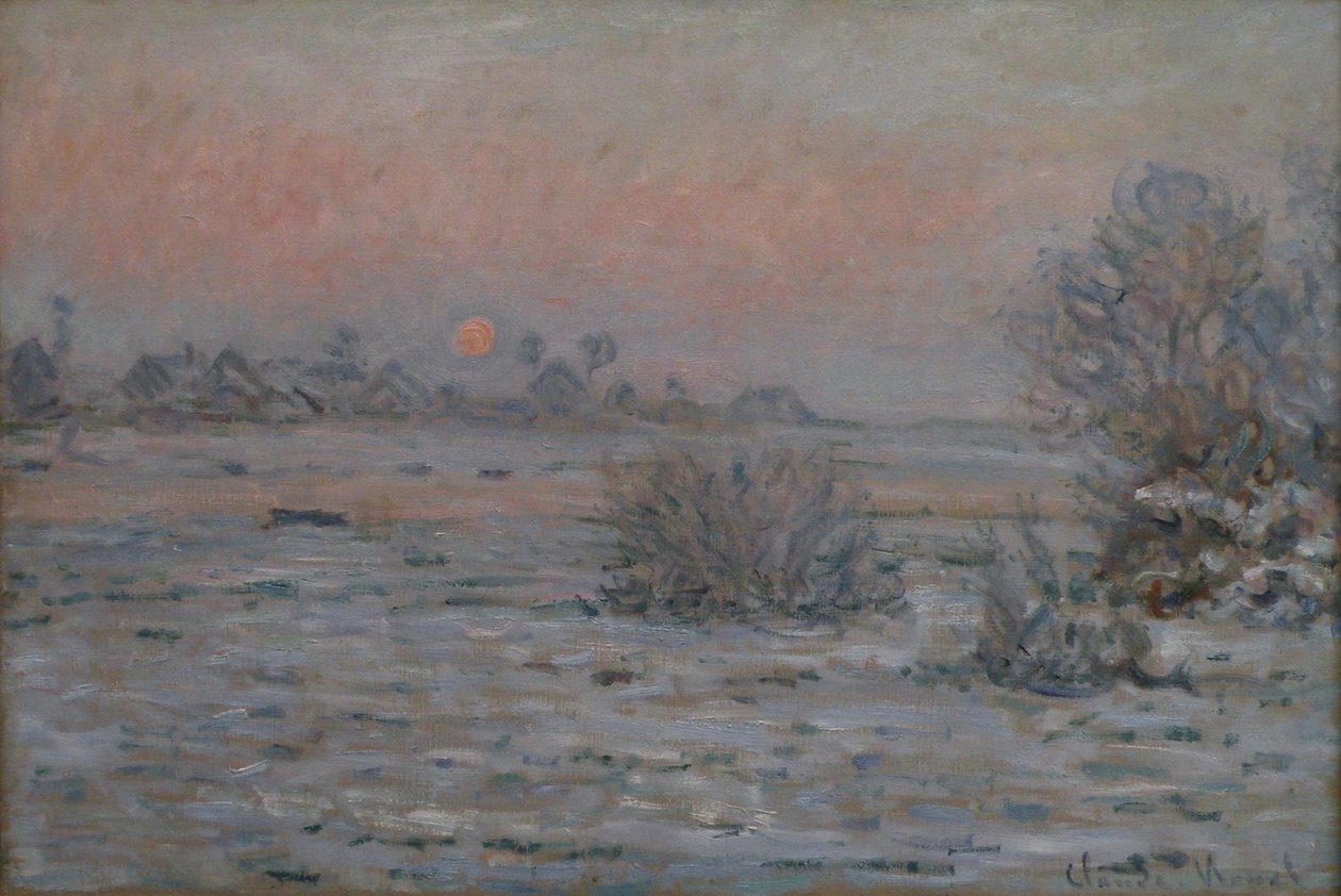 Soleil dhiver w Lavacourtn autorstwa Claude Monet