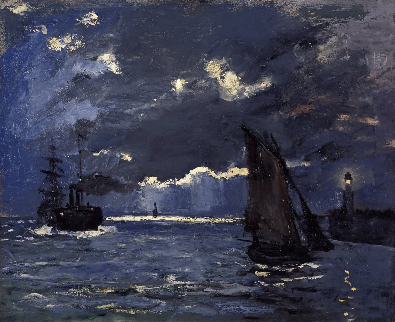 Pejzaż morski, wysyłka przy świetle księżyca autorstwa Claude Monet