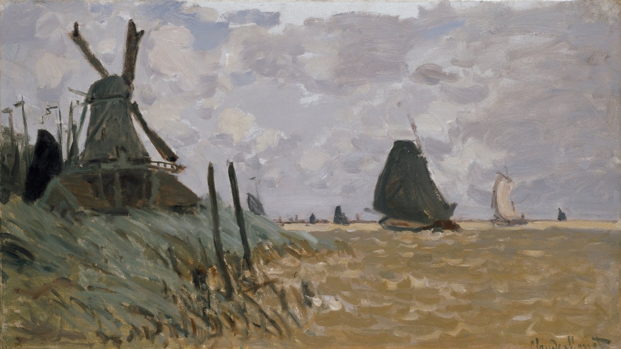 Wiatrak w pobliżu Zaandam, XIX w. autorstwa Claude Monet