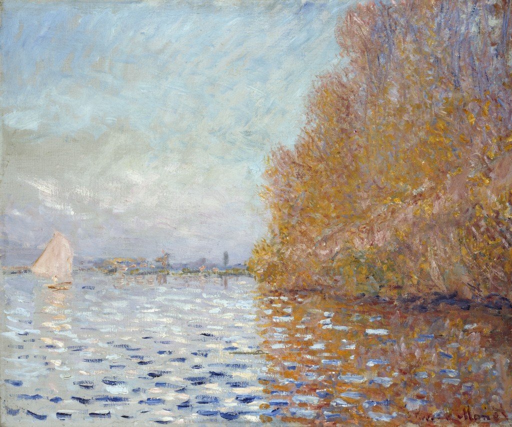 Basen Argenteuil z pojedynczą żaglówką autorstwa Claude Monet