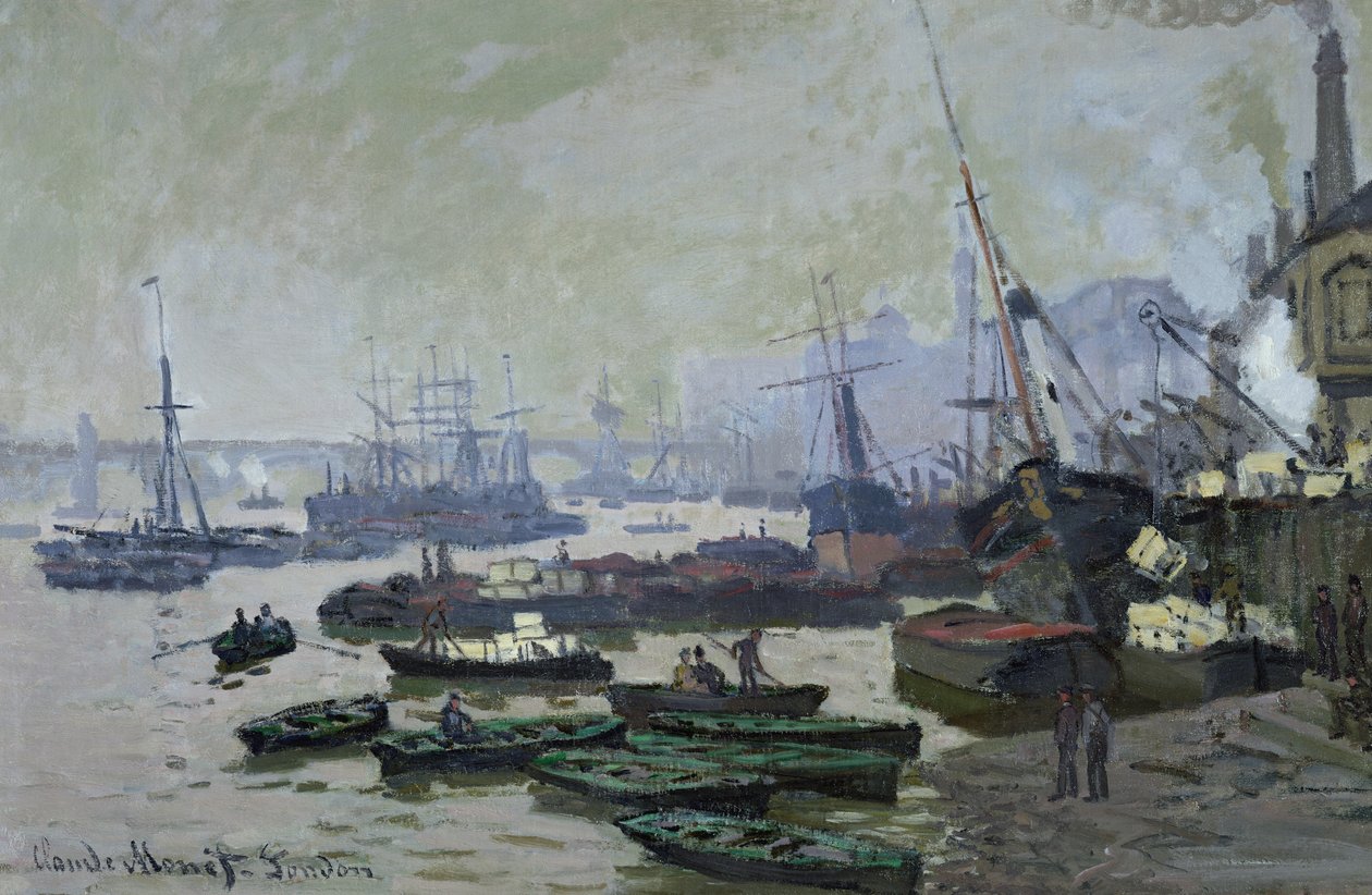 Łodzie w Pool of London, 1871 autorstwa Claude Monet