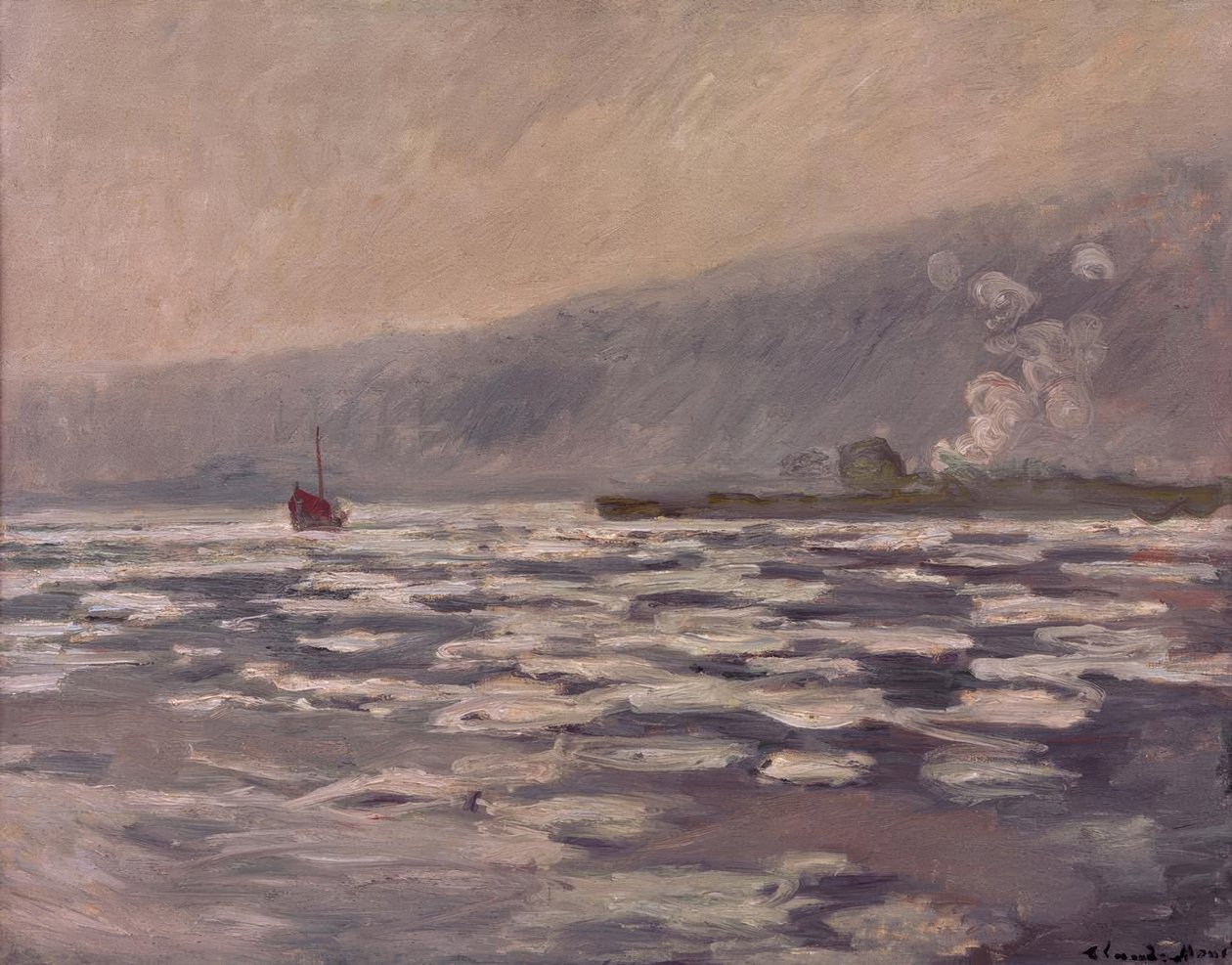 Kry lodowe na śluzie Port-Villez autorstwa Claude Monet