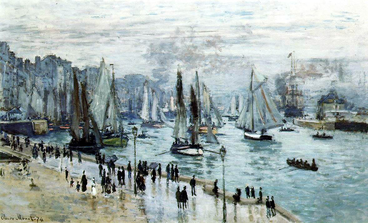Łodzie rybackie opuszczają port, Le Havre autorstwa Claude Monet