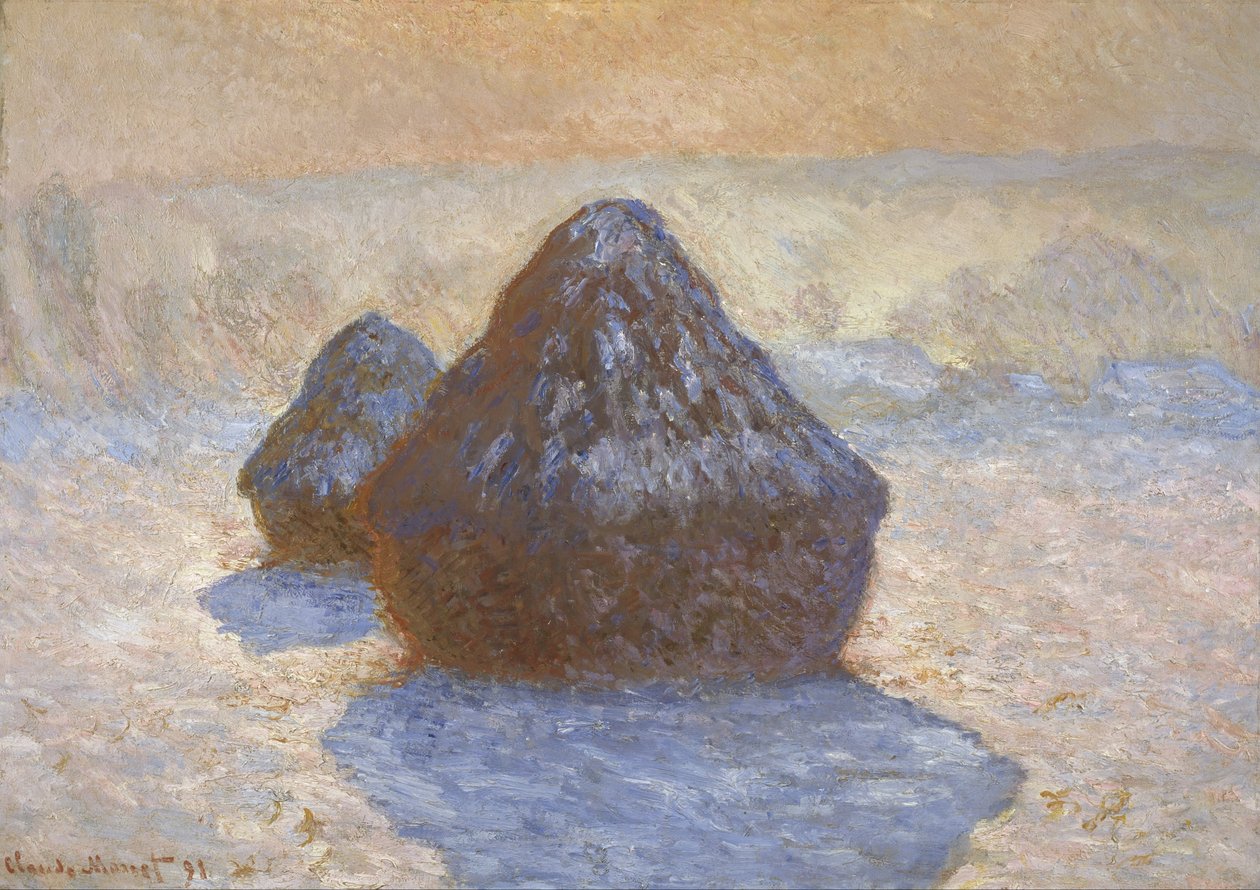 Stogi siana – efekt śniegu autorstwa Claude Monet