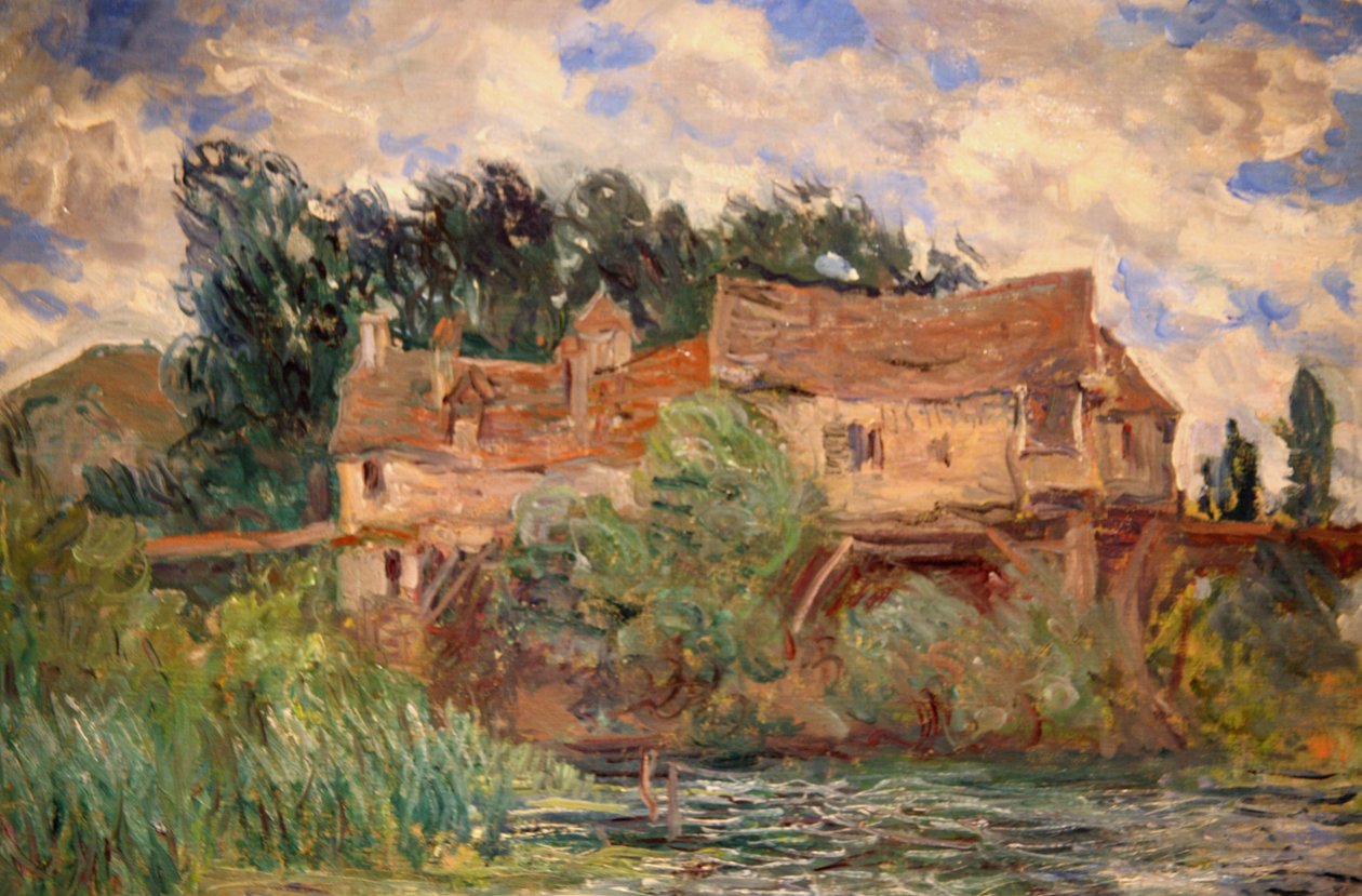 Domy na Starym Moście w Vernon circa 1883 autorstwa Moneta autorstwa Claude Monet