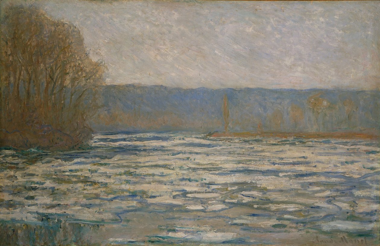 Kruszenie lodu na Sekwanie w pobliżu Bennecourt autorstwa Claude Monet