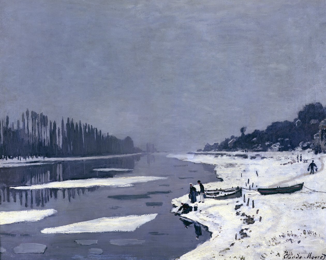 Kry lodowe na Sekwanie w Bougival, c.1867-68 autorstwa Claude Monet
