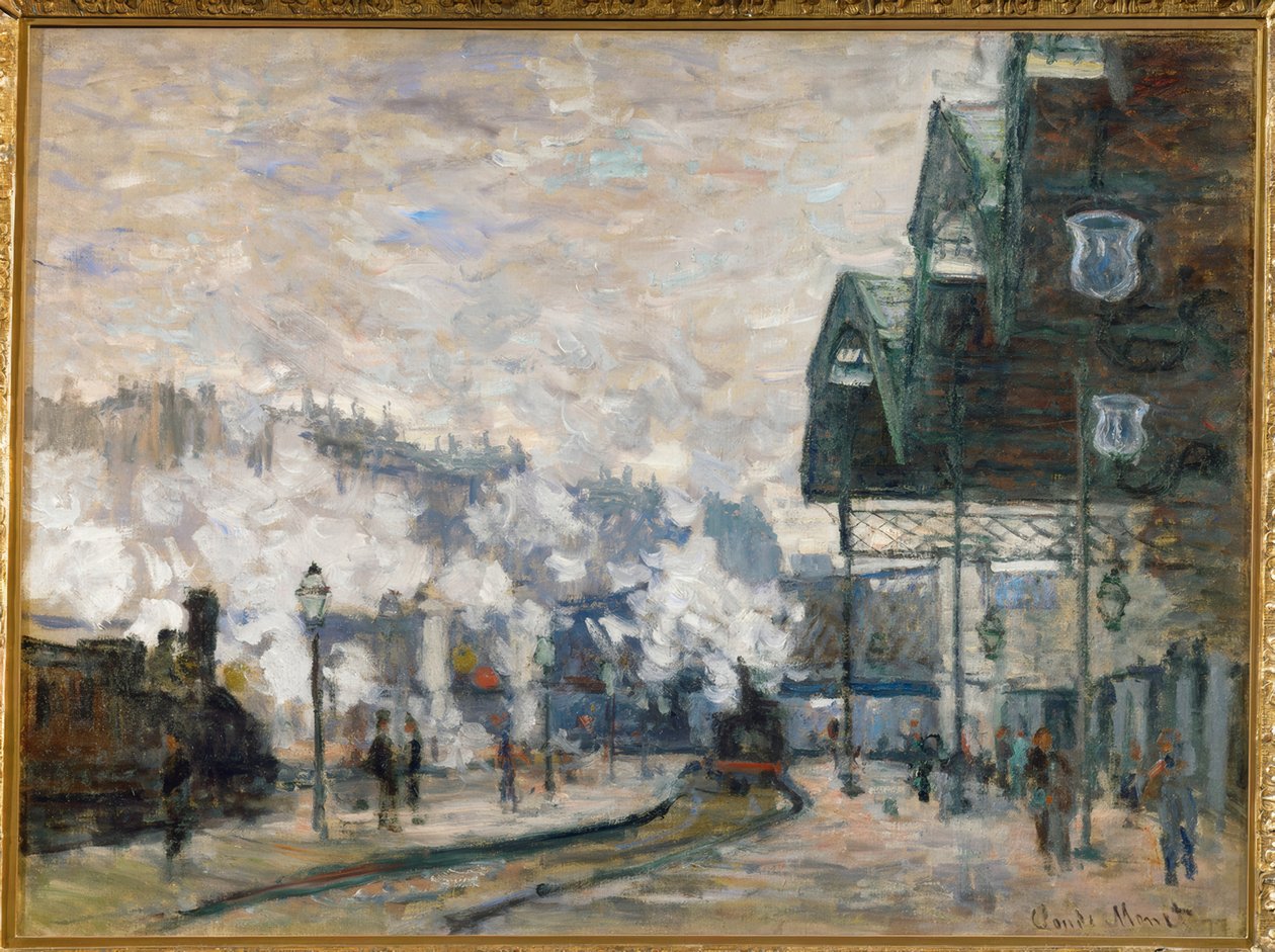 Gare Saint-Lazare, widok z zewnątrz autorstwa Claude Monet