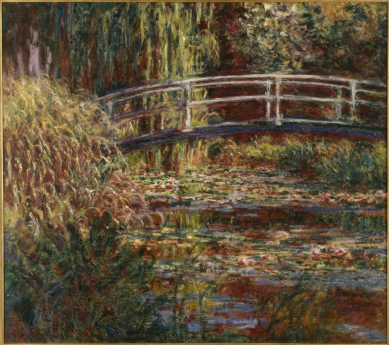 Staw lilii wodnych, różowa harmonia autorstwa Claude Monet