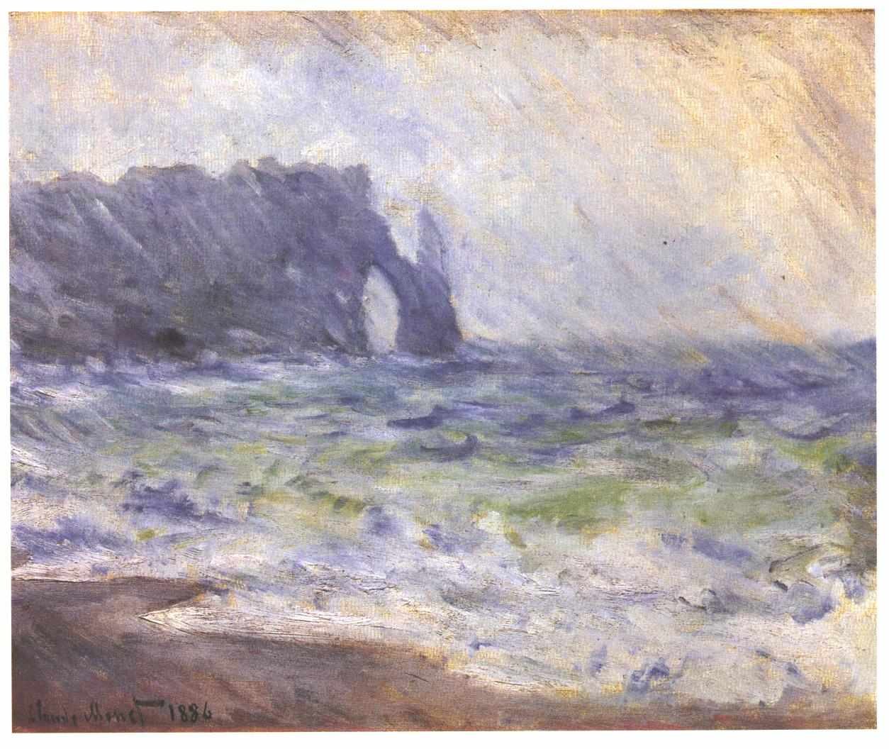 Deszcz w Etretat autorstwa Claude Monet