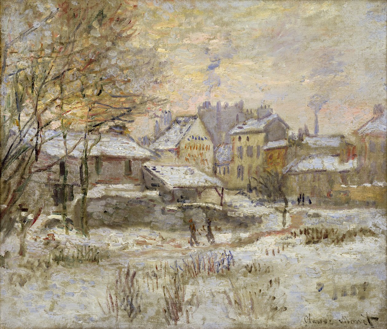 Efekt śniegu z zachodzącym słońcem, 1875 autorstwa Claude Monet