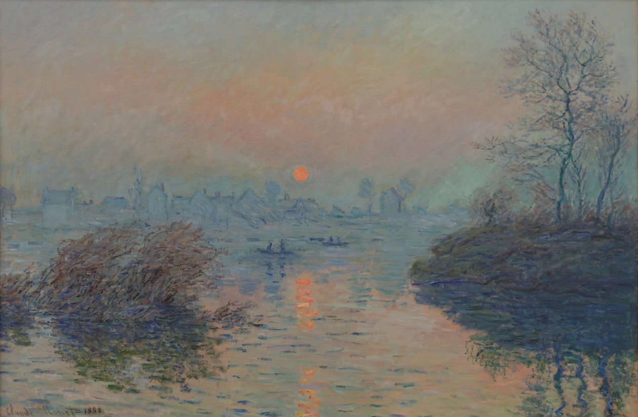 Zachód słońca nad Sekwaną w Lavacourt, efekt zimowy autorstwa Claude Monet