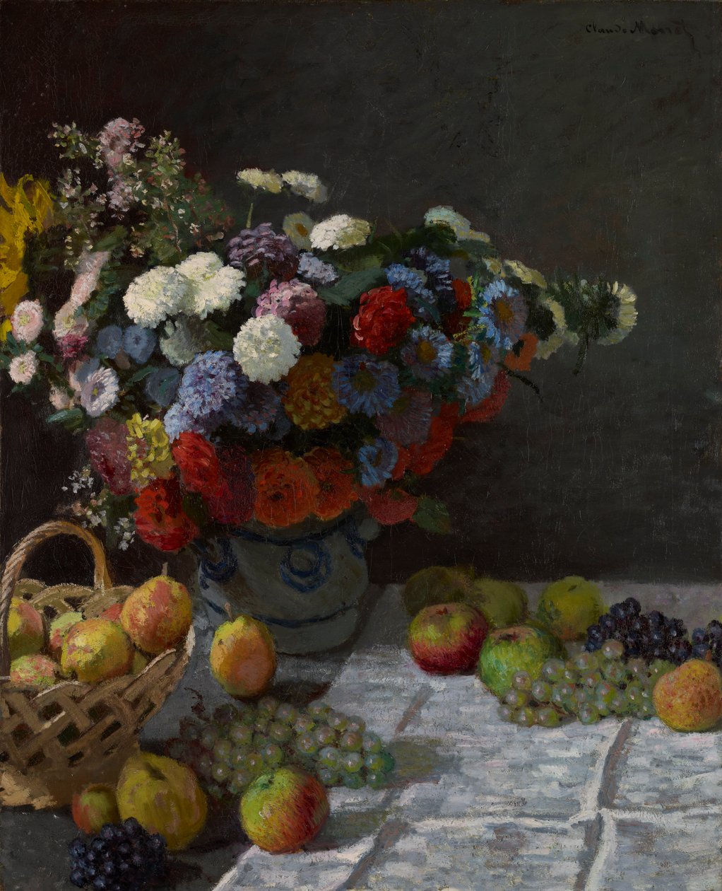 Martwa natura z kwiatami i owocami, 1869 autorstwa Claude Monet
