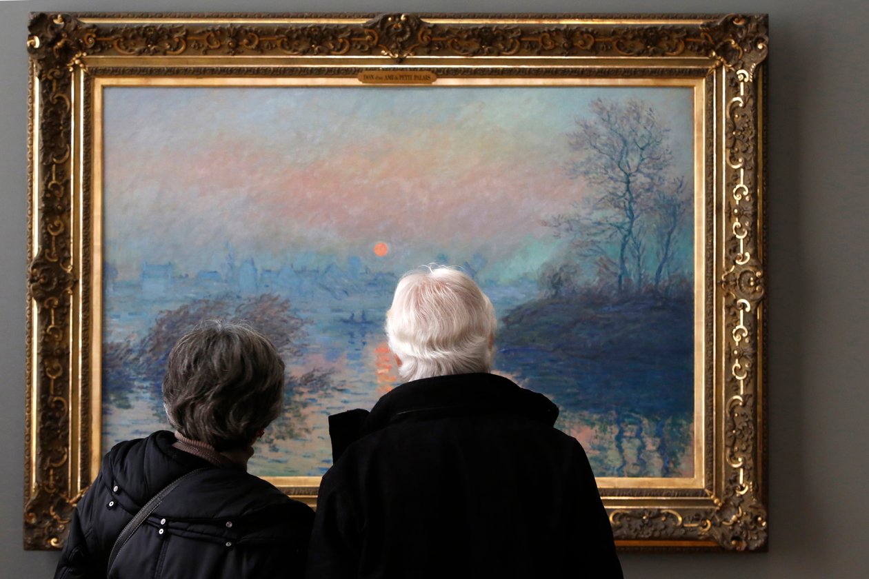 Zachód słońca nad Sekwaną, zima, 1880 r. autorstwa Claude Monet