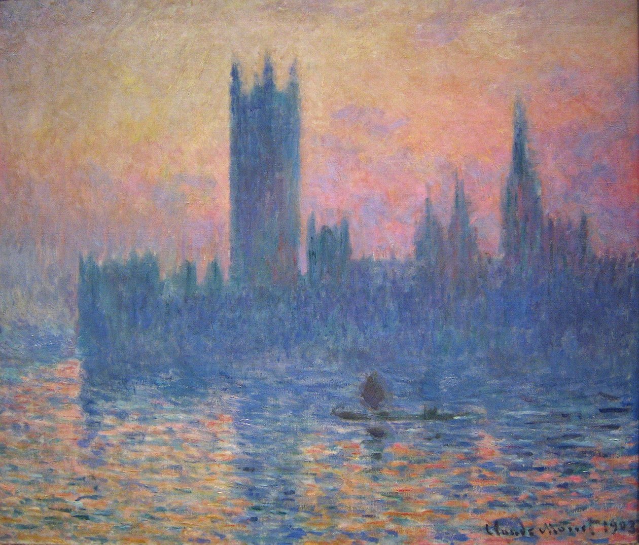 Budynki Parlamentu, zachód słońca autorstwa Claude Monet