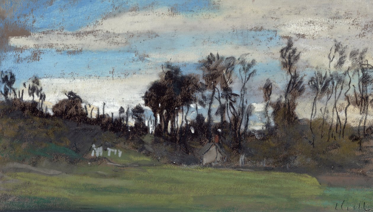 Łąka porośnięta drzewami (pastel i gwasz) autorstwa Claude Monet