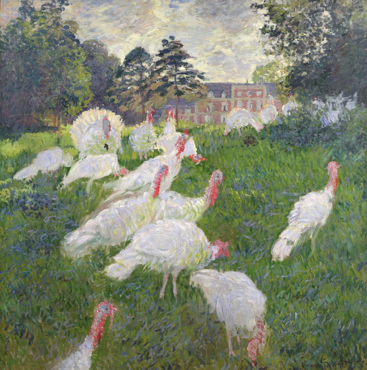 Indyki w Chateau de Rottembourg, Montgeron, 1877 (olej na płótnie_ autorstwa Claude Monet