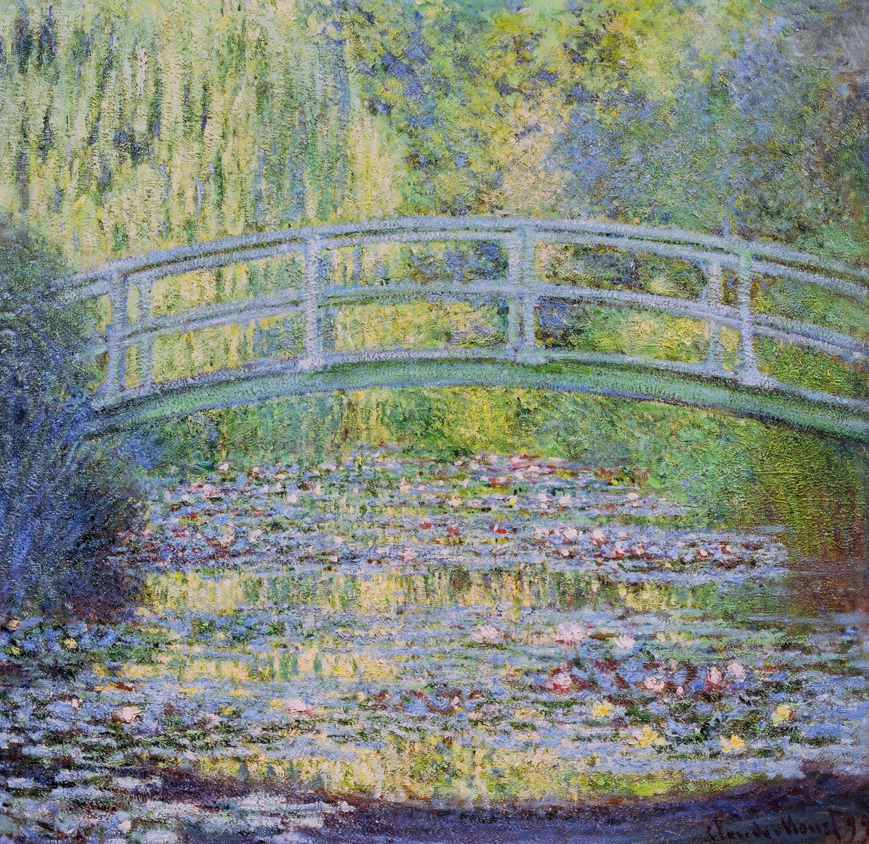Staw lilii wodnych z mostem japońskim autorstwa Claude Monet