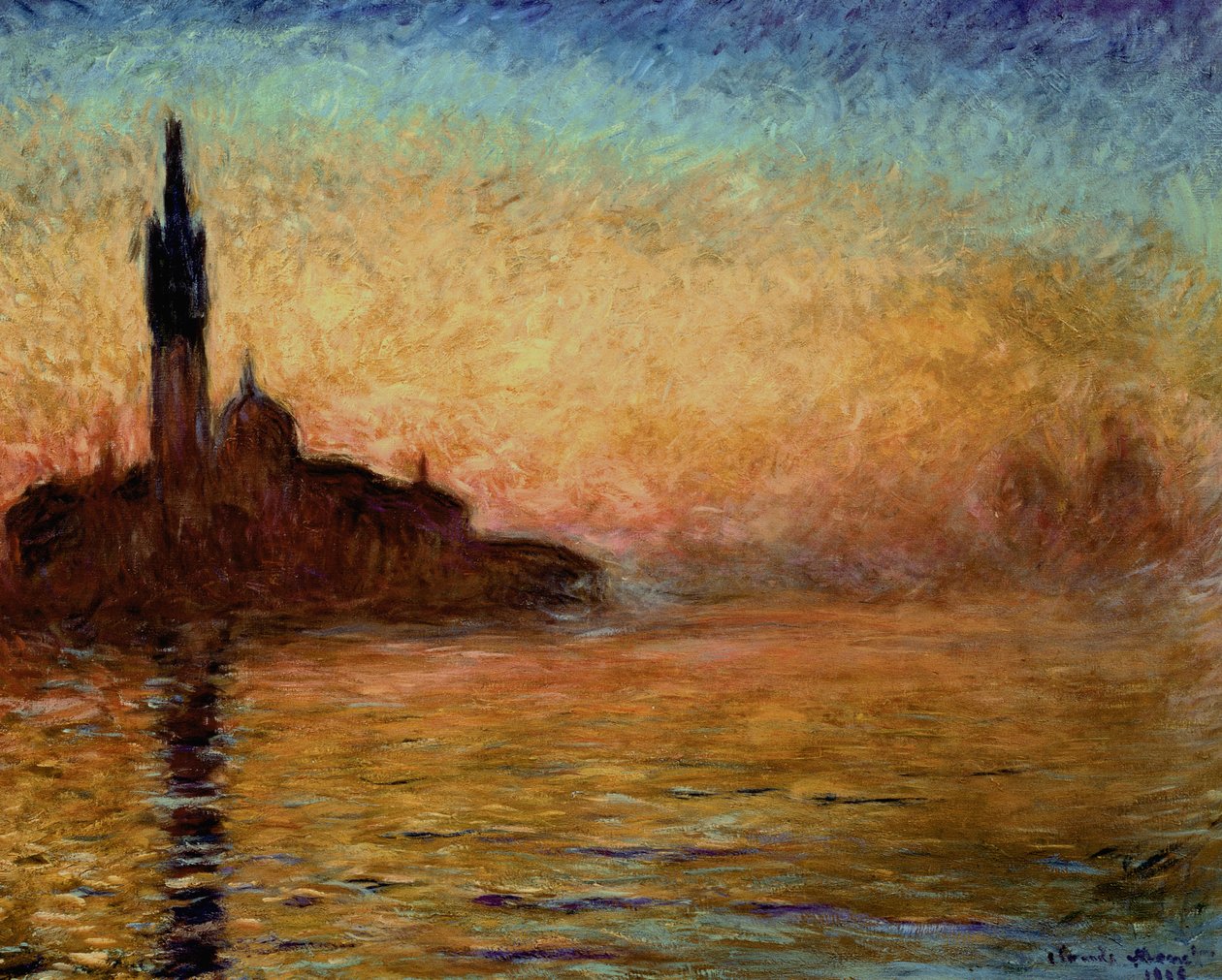Widok na San Giorgio Maggiore, Wenecja o zmierzchu, 1908 autorstwa Claude Monet