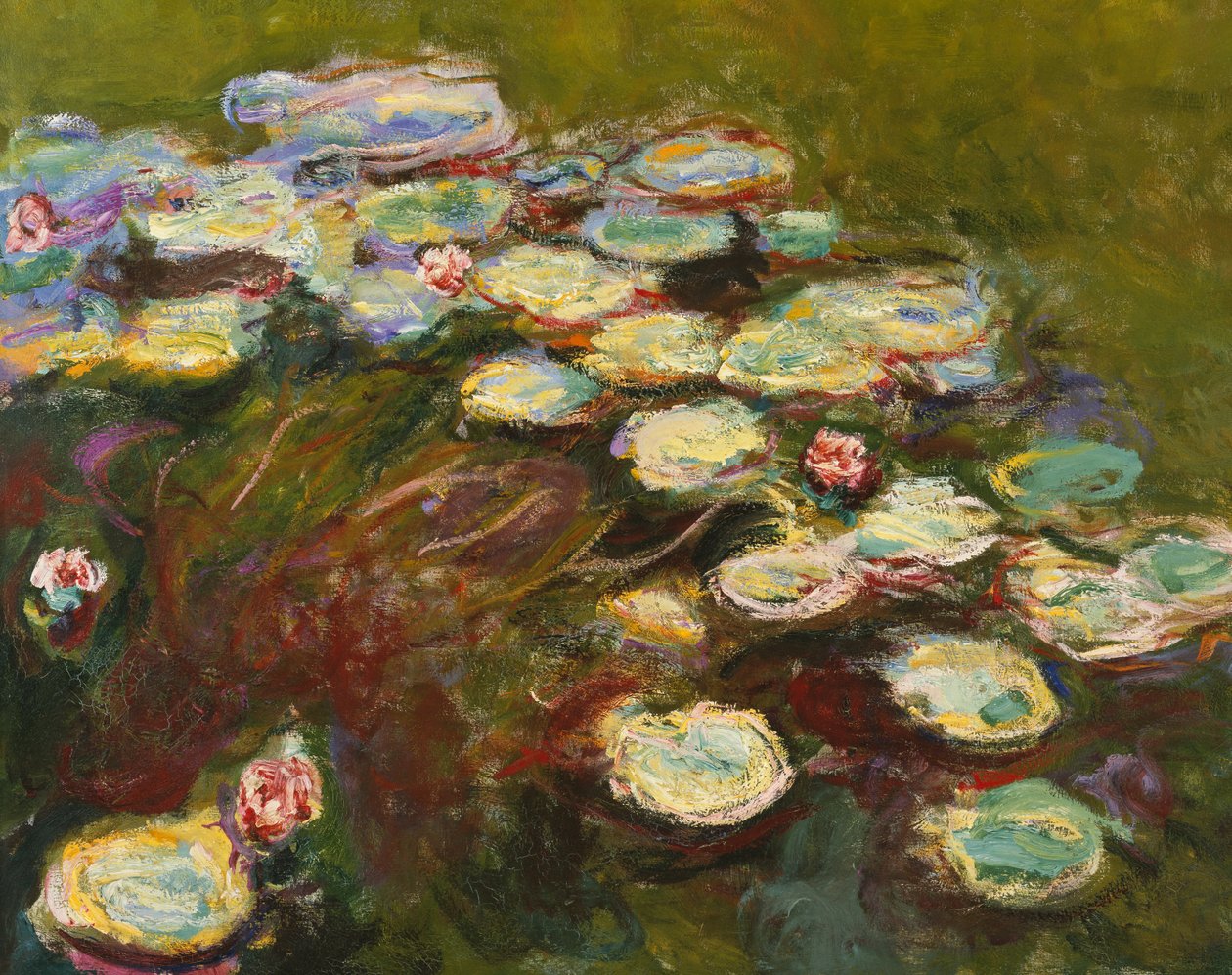 Lilie wodne, 1914-17 fragment 82359 olej na płótnie autorstwa Claude Monet