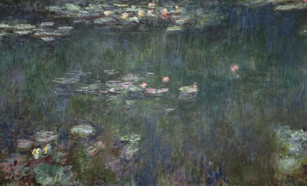Lilie wodne: Green Reflections, 1914-18 (część środkowa) (patrz także 70302 i 56001) autorstwa Claude Monet
