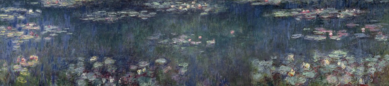 Lilie wodne: Zielone Refleksje, 1914-18 (lewa i prawa część) autorstwa Claude Monet