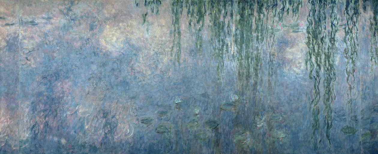 Lilie wodne: Poranek z płaczącą wierzbą, fragment części środkowej, 1914-18 (zob. także 71320, 71322) autorstwa Claude Monet
