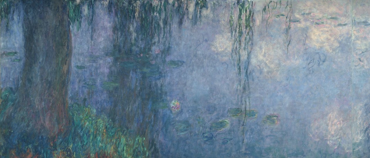 Lilie wodne: Poranek z płaczącą wierzbą, fragment lewej części, 1914-18 (zob. także 71321-22) autorstwa Claude Monet