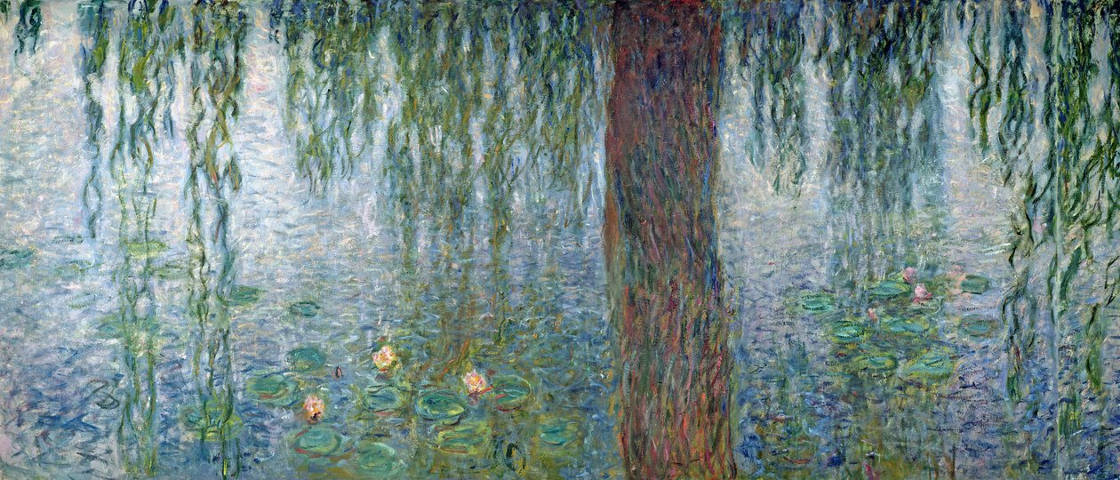Lilie wodne: Poranek z wierzbami płaczącymi, detal lewej części, 1915-26 (zob. też 162348-9) autorstwa Claude Monet