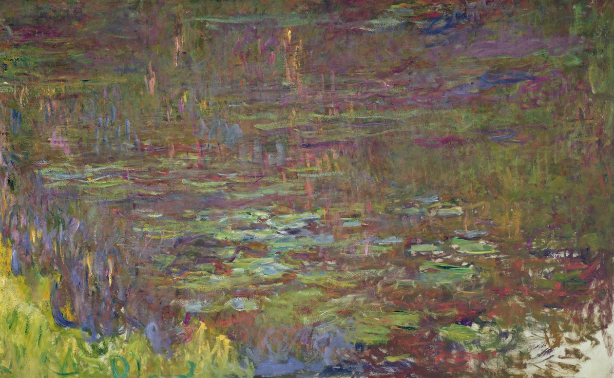 Lilie wodne o zachodzie słońca, detal z prawej strony, 1915-26 autorstwa Claude Monet
